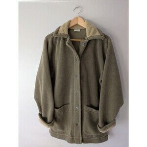 Vtg L.L.Bean Fleece Button-up Cardigan Jacket, Women's hiking, Brown Medium, USA